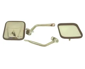 Rugged Ridge Door Mirror Kit, CJ-Style, Stainless Steel; Jeep Wrangler TJ 1997-2006
