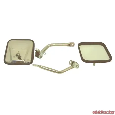 Rugged Ridge Door Mirror Kit, CJ-Style, Stainless Steel; Jeep Wrangler TJ 1997-2006 - 11005.07