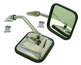 Rugged Ridge Door Mirror Kit, CJ-Style, Chrome; 55-86 Jeep CJ5/CJ6/CJ7/CJ8 Jeep