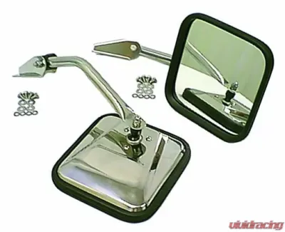 Rugged Ridge Door Mirror Kit, CJ-Style, Chrome; 55-86 Jeep CJ5/CJ6/CJ7/CJ8 Jeep - 11010.01