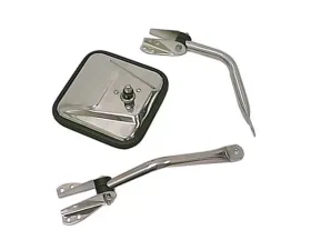 This chrome square mirror head from Rugged Ridge fits 55-86 Jeep CJ. Jeep