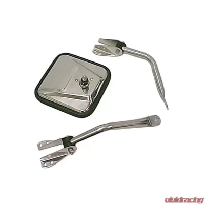 This chrome square mirror head from Rugged Ridge fits 55-86 Jeep CJ. Jeep - 11011.01