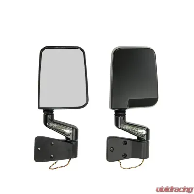 Rugged Ridge Door Mirror Kit, LED Turn Signals, Black; 87-02 Jeep Wrangler YJ/TJ Jeep Wrangler - 11015.01