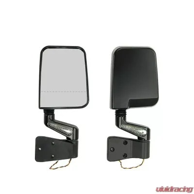 Rugged Ridge Door Mirror Kit, LED Turn Signal, Dual Focus, Black; 87-02 Wrangler Jeep Wrangler - 11015.02