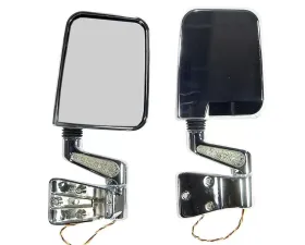 Rugged Ridge Door Mirror Kit, LED Turn Signals, Chrome; 87-02 Jeep Wrangler Jeep Wrangler