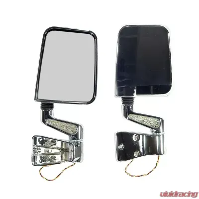 Rugged Ridge Door Mirror Kit, LED Turn Signals, Chrome; 87-02 Jeep Wrangler Jeep Wrangler - 11016.01
