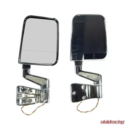 Rugged Ridge Door Mirror Kit, LED Turn Signal, Dual Focus, Chrome; 87-02 Wrangler Jeep Wrangler - 11016.02