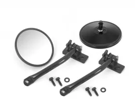 Rugged Ridge Quick Release Mirror, Round, Black; 97-18 Wrangler TJ/LJ/JK/JKU Jeep Wrangler 1997-2018