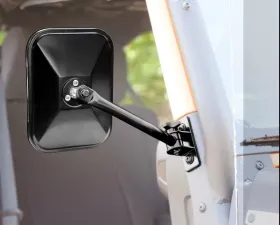Rugged Ridge Quick Release Mirror, Rectangular, Black; 97-18 Jeep Wrangler Jeep Wrangler 1997-2018