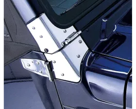 Rugged Ridge Windshield Hinge Kit, Stainless Steel; Jeep Wrangler TJ 1997-2006