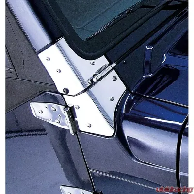Rugged Ridge Windshield Hinge Kit, Stainless Steel; Jeep Wrangler TJ 1997-2006 - 11112.02
