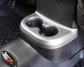 Rugged Ridge Cup Holder Trim, Brushed Silver, 2nd Row; 11-18 Jeep Wrangler JK Jeep Wrangler 2011-2018