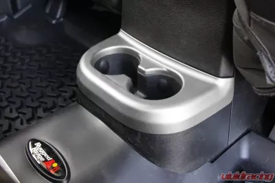 Rugged Ridge Cup Holder Trim, Brushed Silver, 2nd Row; 11-18 Jeep Wrangler JK Jeep Wrangler 2011-2018 - 11152.18