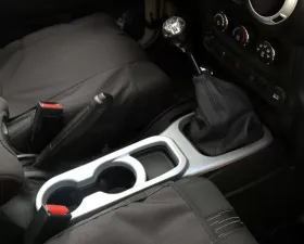Rugged Ridge Cup Holder Trim, Center Console, Brushed Silver, Manual; 11-18 JK Jeep Wrangler 2011-2018