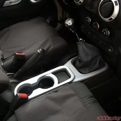 Rugged Ridge Cup Holder Trim, Center Console, Brushed Silver, Manual; 11-18 JK Jeep Wrangler 2011-2018 - 11152.23