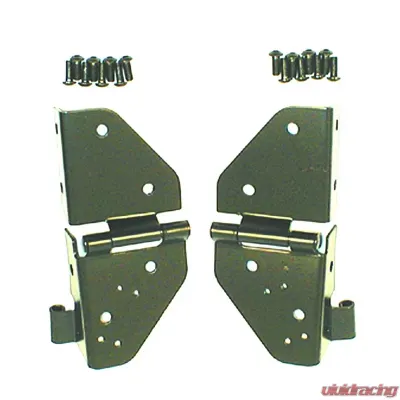 Rugged Ridge Windshield Hinge Kit, Black; 76-86 Jeep CJ/87-95 Jeep Wrangler YJ Jeep - 11209.01
