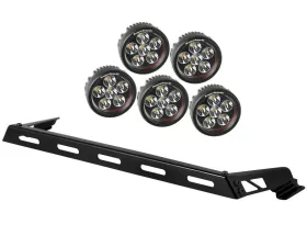 Rugged Ridge Light Bar Kit, Hood Mounted, 5 Round; Jeep Wrangler JK 2007-2018