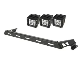 Rugged Ridge Light Bar Kit, Hood Mounted, Textured Black, 3 Square; 07-18 Wrangler Jeep Wrangler 2007-2018