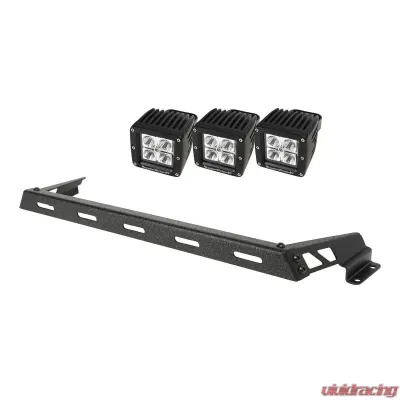 Rugged Ridge Light Bar Kit, Hood Mounted, Textured Black, 3 Square; 07-18 Wrangler Jeep Wrangler 2007-2018 - 11232.11