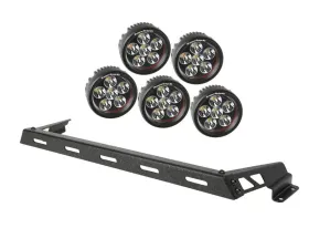 Rugged Ridge Light Bar Kit, Hood Mounted, Textured Black, 5 Round; 07-18 Wrangler Jeep Wrangler 2007-2018
