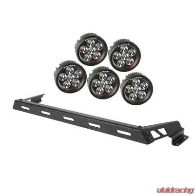 Rugged Ridge Light Bar Kit, Hood Mounted, Textured Black, 5 Round; 07-18 Wrangler Jeep Wrangler 2007-2018 - 11232.14