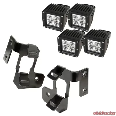 Rugged Ridge Light Mount Kit, A-Pillar, Semi-Gloss Black, Square LED; 07-18 JK/JKU Jeep Wrangler 2007-2018 - 11232.33