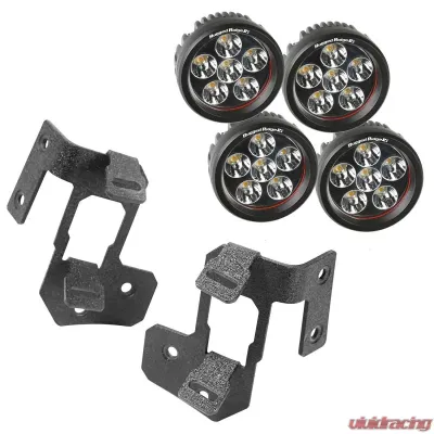 Rugged Ridge Light Mount Kit, A-Pillar, Textured Black, Round LED; 07-18 Wrangler Jeep Wrangler 2007-2018 - 11232.34