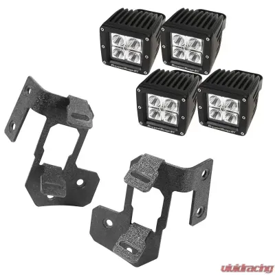 Rugged Ridge Light Mount Kit, A-Pillar, Textured Black, Square LED; 07-18 Wrangler Jeep Wrangler 2007-2018 - 11232.35