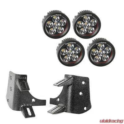 Rugged Ridge Light Kit, Dual A-Pillar, 3.5 Inch, Round; 97-06 Jeep Wrangler TJ/LJ Jeep Wrangler 1997-2006 - 11232.37