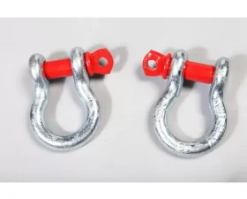 Rugged Ridge D-Ring Shackle Kit, 3/4 inch, Silver with Red pin, Steel, Pair Jeep Wrangler 2007-2018