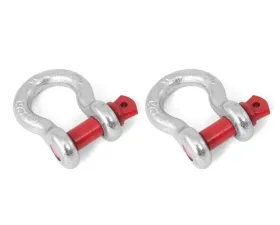 Rugged Ridge D-Ring Shackle Kit, 7/8 inch, Silver with Red pin, Steel, Pair