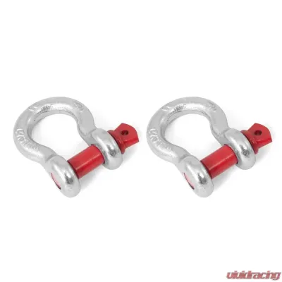 Rugged Ridge D-Ring Shackle Kit, 7/8 inch, Silver with Red pin, Steel, Pair - 11235.03