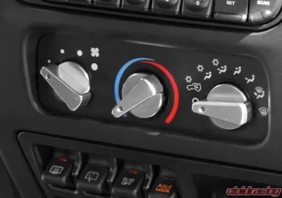 Rugged Ridge Dash Knob Kit, Climate Control, 3 Piece, Aluminum, Blue; 99-06 TJ Jeep Wrangler 1999-2006 - 11420.03