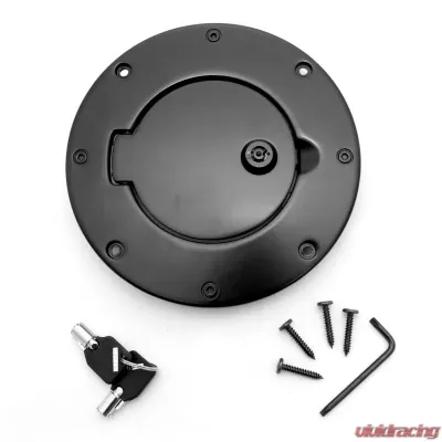 Rugged Ridge Gas Cap Door, Locking, Black Aluminum; Jeep Wrangler TJ 1997-2006 - 11425.08