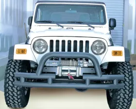 Rugged Ridge Double Tube Bumper, Front, 3 Inch, Hoop, Winch Ready; 76-06 CJ/YJ/TJ Jeep
