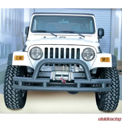 Rugged Ridge Double Tube Bumper, Front, 3 Inch, Hoop, Winch Ready; 76-06 CJ/YJ/TJ Jeep - 11561.03