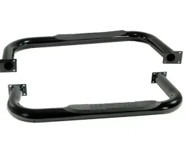 Rugged Ridge Tube Side Step Kit, Round, 3 Inch, Black; Jeep Wrangler YJ 1987-1995