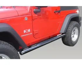 Rugged Ridge Tube Side Step Kit, Round, 3 Inch, Black; Jeep Wrangler JK 2007-2018