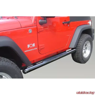 Rugged Ridge Tube Side Step Kit, Round, 3 Inch, Black; Jeep Wrangler JK 2007-2018 - 11590.05