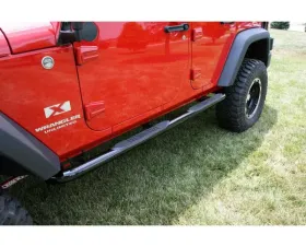 Rugged Ridge Tube Side Step Kit, Round, 3 Inch, Black; 07-18 Jeep Wrangler, 4 Door Jeep Wrangler 2007-2018