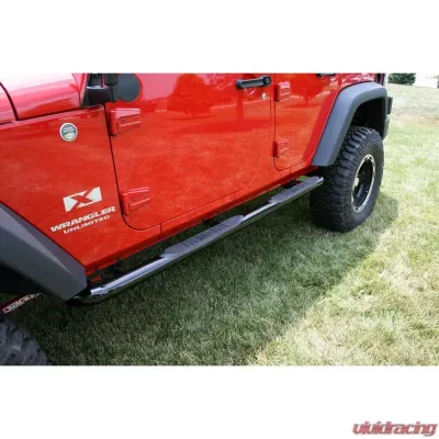 Rugged Ridge Tube Side Step Kit, Round, 3 Inch, Black; 07-18 Jeep Wrangler, 4 Door Jeep Wrangler 2007-2018 - 11590.06