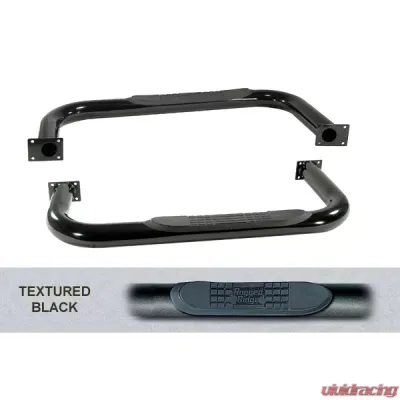 Rugged Ridge Tube Side Step Kit, Round, 3 Inch, Black; 76-86 Jeep CJ7 Jeep CJ-7 1976-1986 - 11591.02