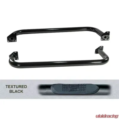 Rugged Ridge Tube Side Step Kit, Round, 3 Inch, Black; Jeep Wrangler TJ 1997-2006 - 11591.04