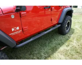 Rugged Ridge Tube Side Step Kit, Round, 3 Inch, Black; 07-18 Jeep Wrangler, 4 Door Jeep Wrangler 2007-2018