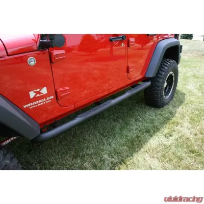 Rugged Ridge Tube Side Step Kit, Round, 3 Inch, Black; 07-18 Jeep Wrangler, 4 Door Jeep Wrangler 2007-2018 - 11591.06