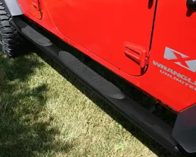 Rugged Ridge Tube Side Step Kit, Oval, 4.25 Inch, Black; 07-18 Wrangler JKU, 4 Door Jeep Wrangler 2007-2018