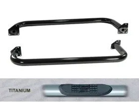 Rugged Ridge Tube Side Steps, Round, 3 Inch, Titanium; Jeep Wrangler TJ 1997-2006