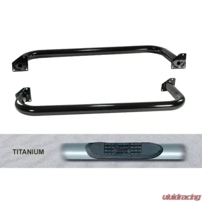 Rugged Ridge Tube Side Steps, Round, 3 Inch, Titanium; Jeep Wrangler TJ 1997-2006 - 11592.04