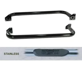 Rugged Ridge Tube Side Step Kit, Round, 3 Inch, Stainless Steel; 87-95 Wrangler YJ Jeep Wrangler 1987-1995