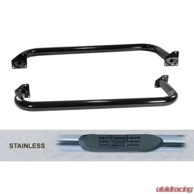 Rugged Ridge Tube Side Step Kit, Round, 3 Inch, Stainless Steel; 87-95 Wrangler YJ Jeep Wrangler 1987-1995 - 11593.03